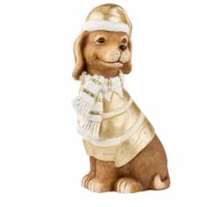 2Have - Hund med nissehue 36x22 cm Brun/Guld